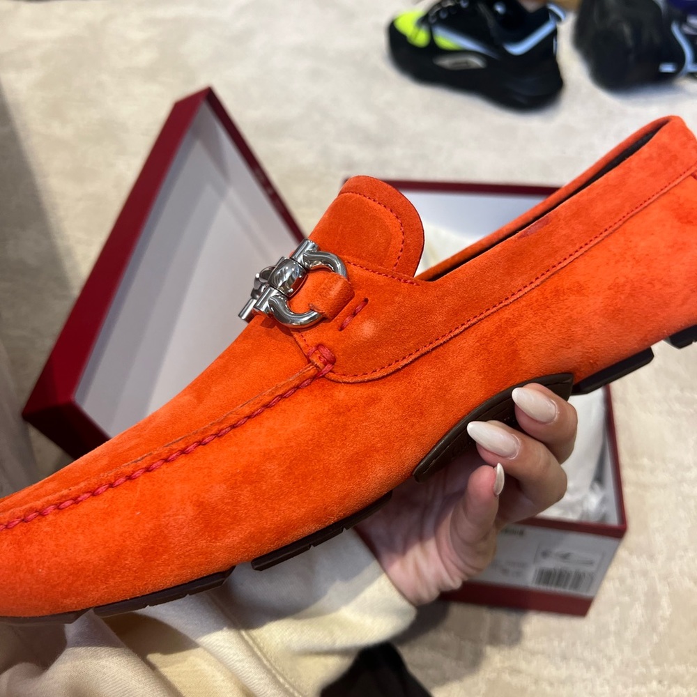 Salvatore Ferragamo Orange loafer size 10.5 brand new